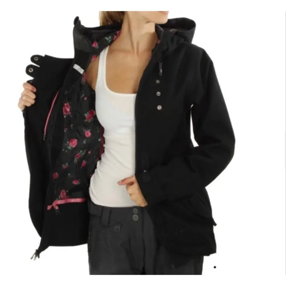 Nike Snowboarding Labelle Black Utility Outdoor Hooded Coat Medium